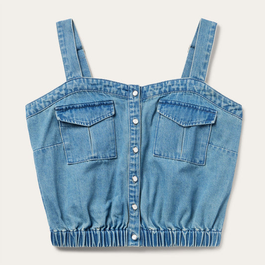 Button Front Denim Tank Top Blue - Stetson