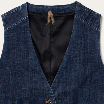 Dark Wash Stretch Denim Vest Blue - Stetson