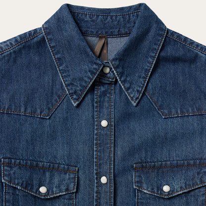 Dark Denim Snap Western Shirt Blue - Stetson