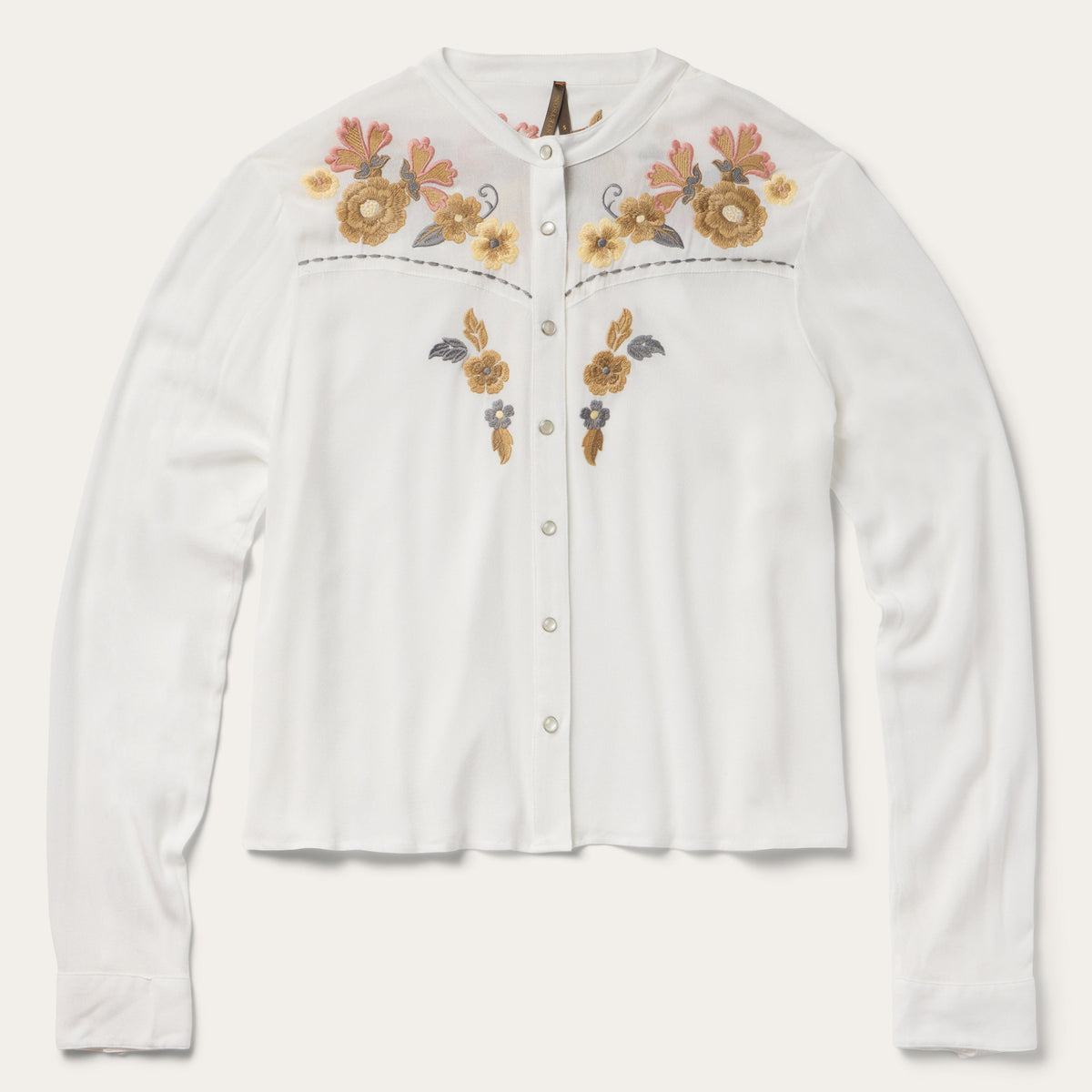 Embroidered Crepe Shirt White - Stetson
