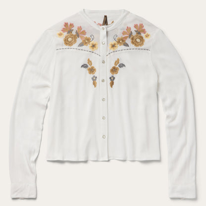 Embroidered Crepe Shirt White - Stetson