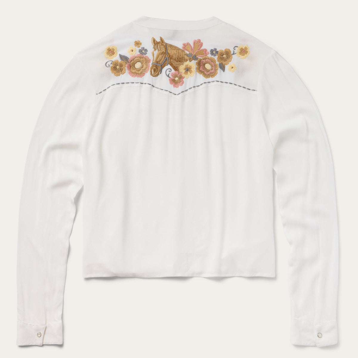 Embroidered Crepe Shirt White - Stetson