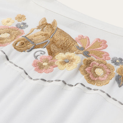 Embroidered Crepe Shirt White - Stetson