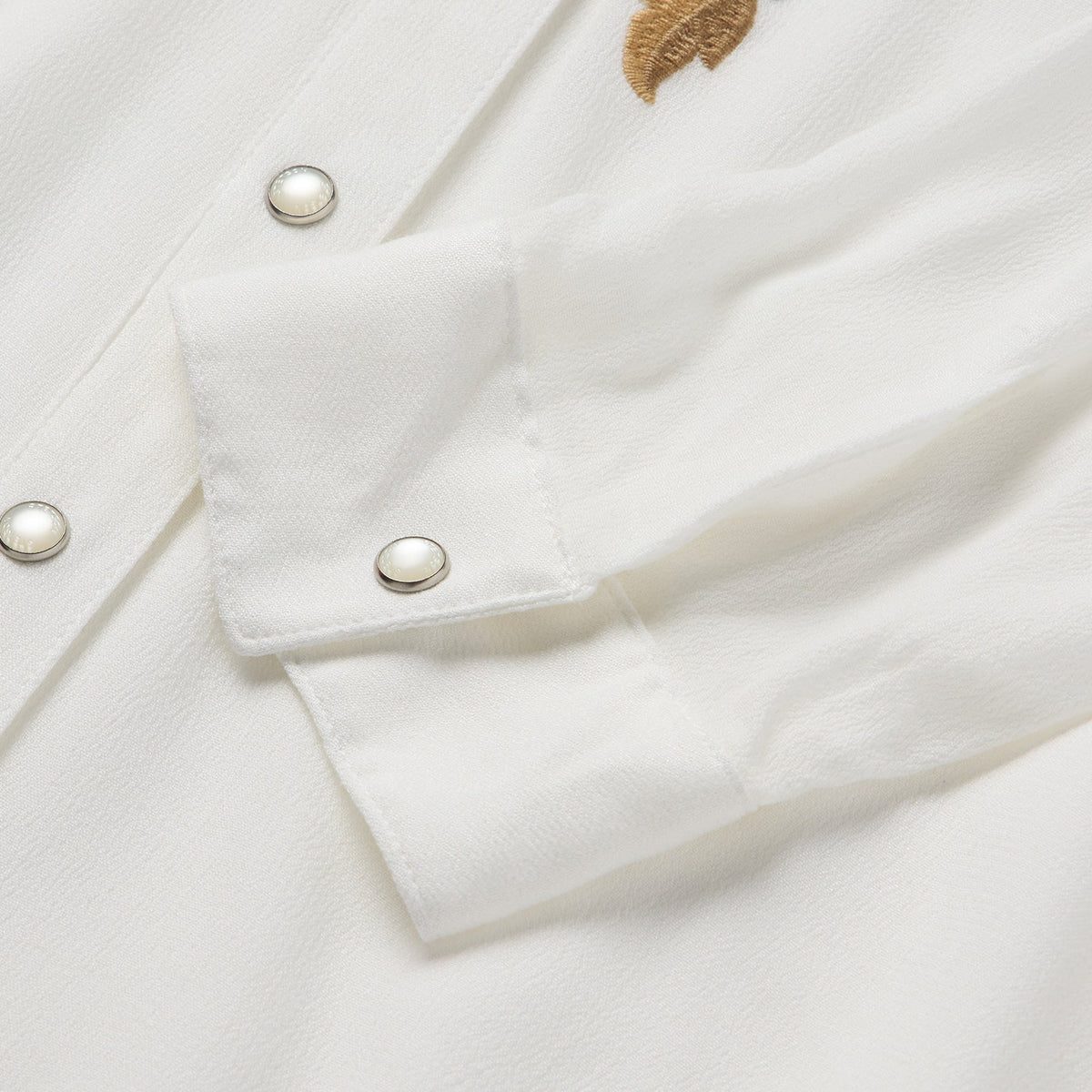 Embroidered Crepe Shirt White - Stetson