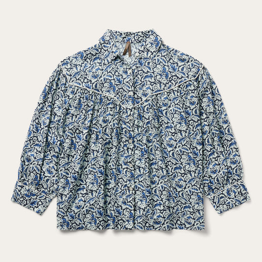 Indigo Tapestry Print Blouse Blue - Stetson