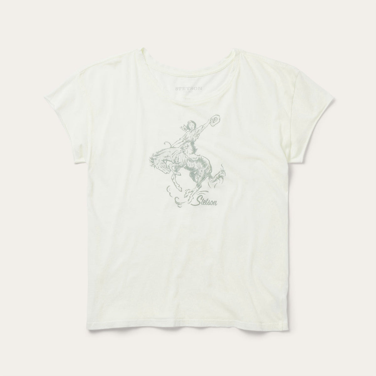 Bucking Cowgirl Graphic Tee White - Stetson