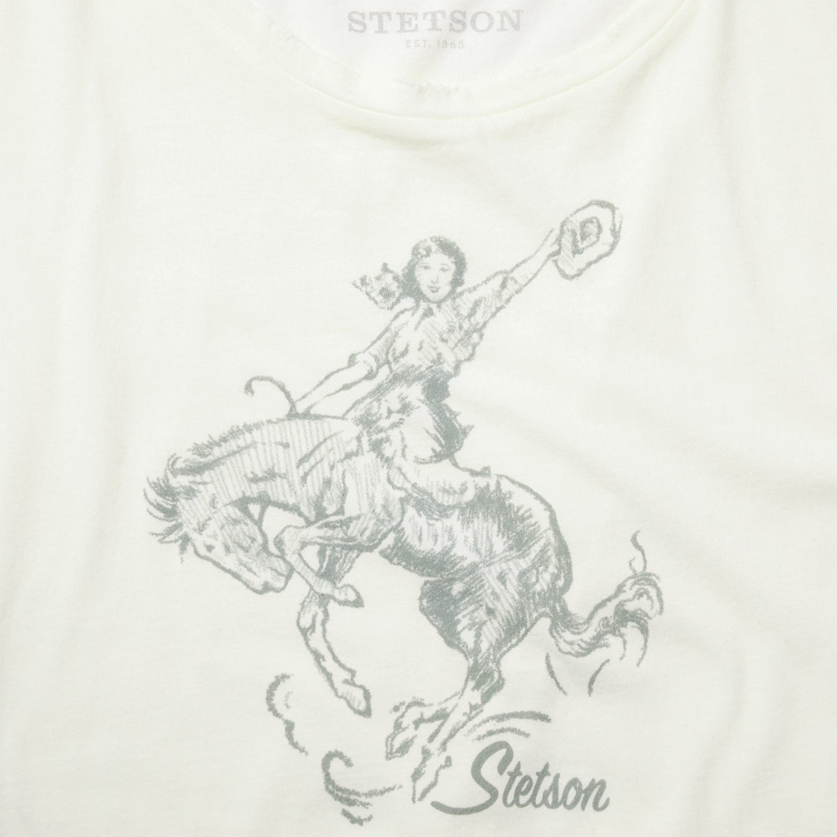 Bucking Cowgirl Graphic Tee White - Stetson