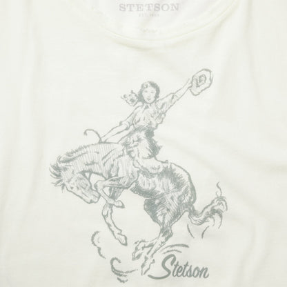Bucking Cowgirl Graphic Tee White - Stetson