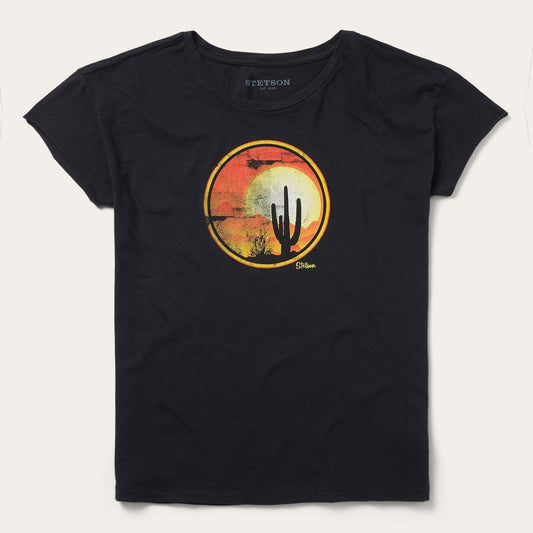Sunset Saguaro Graphic Tee Black - Stetson