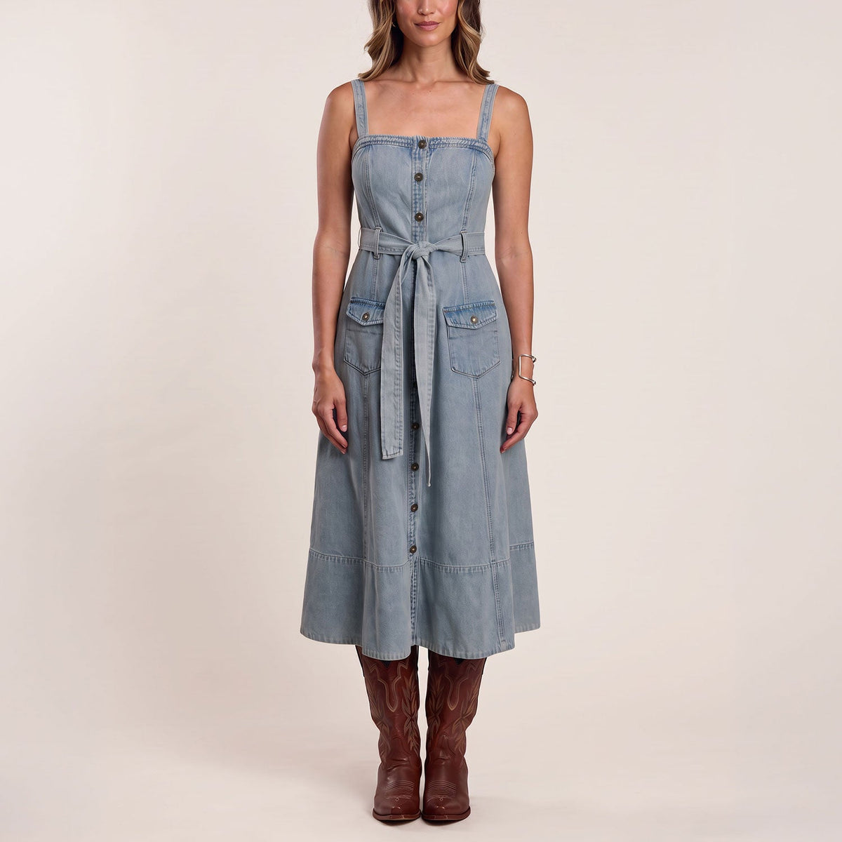 Denim Button Front Dress Blue - Stetson