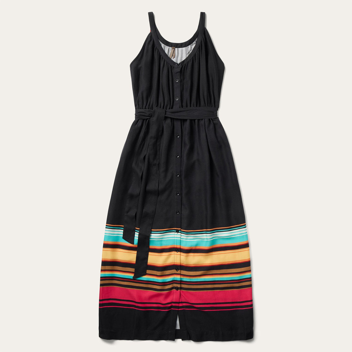 Stripe Border Sleeveless Dress Black - Stetson