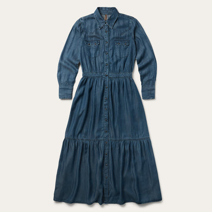 Western Denim Maxi Dress Blue - Stetson