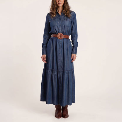 Western Denim Maxi Dress Blue - Stetson