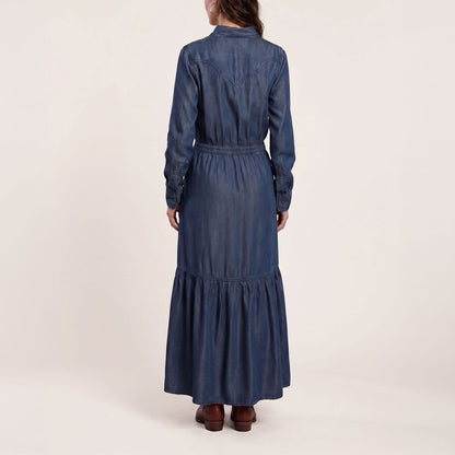 Western Denim Maxi Dress Blue - Stetson