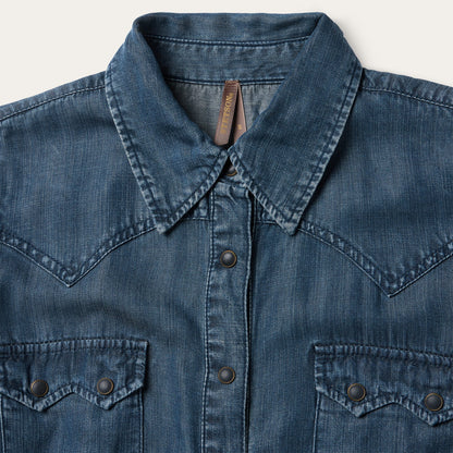 Western Denim Maxi Dress Blue - Stetson