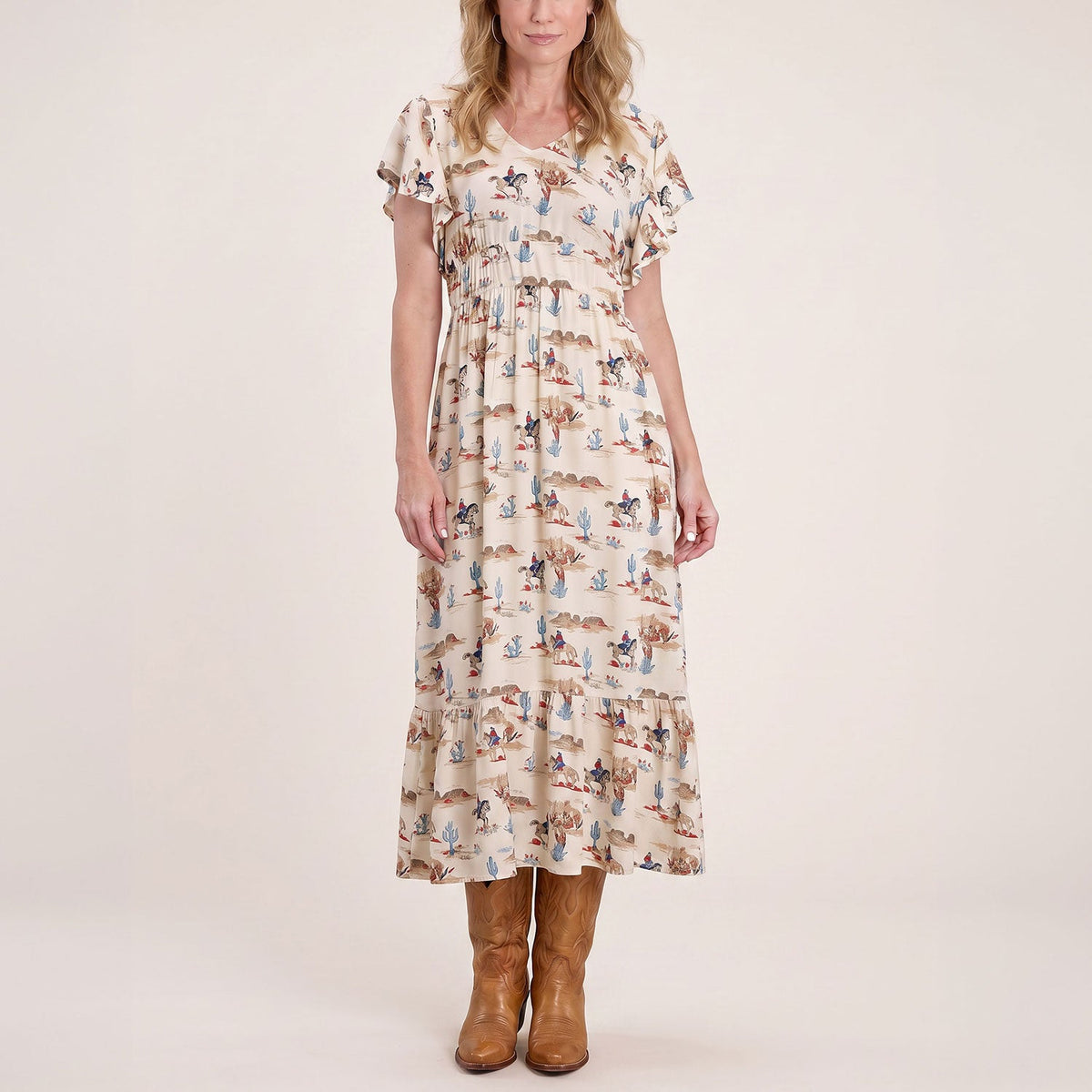 Desert Trails Print Prairie Dress White - Stetson