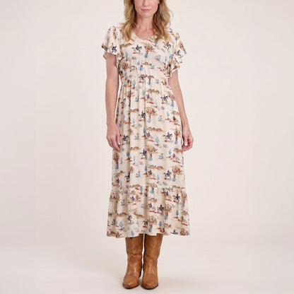Desert Trails Print Prairie Dress White - Stetson