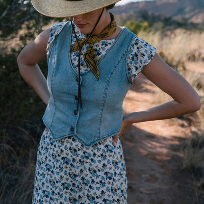 Field Flowers Print Peasant Dress Yellow - Stetson
