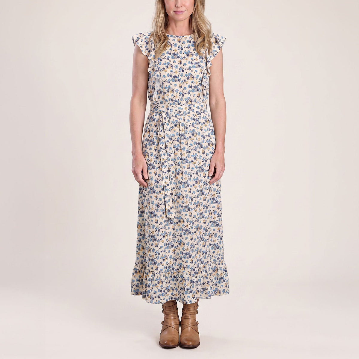 Field Flowers Print Peasant Dress Yellow - Stetson