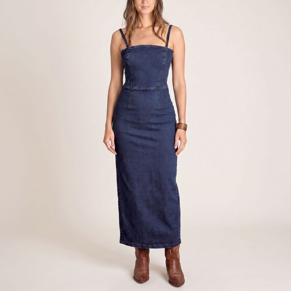 Stretch Denim Fitted Dress Blue - Stetson
