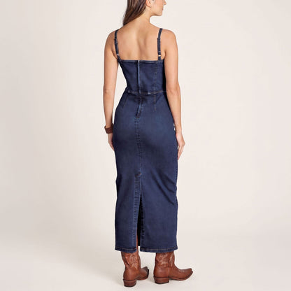 Stretch Denim Fitted Dress Blue - Stetson
