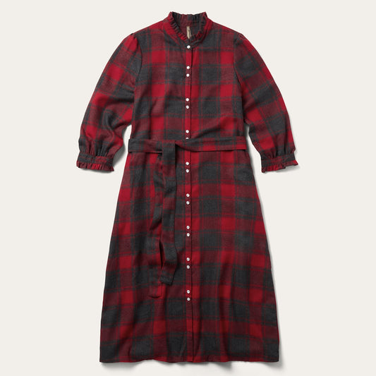 Buffalo Plaid Prairie Shirt Dress Red - Stetson