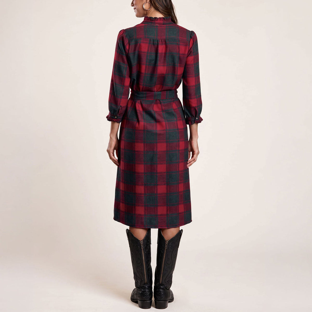 Buffalo Plaid Prairie Shirt Dress Red - Stetson