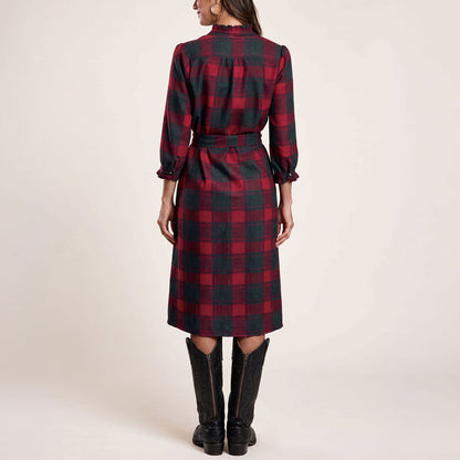 Buffalo Plaid Prairie Shirt Dress Red - Stetson