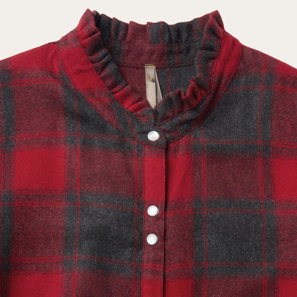 Buffalo Plaid Prairie Shirt Dress Red - Stetson