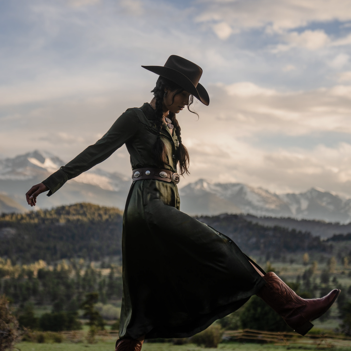 Satin Western Dress Green - Stetson