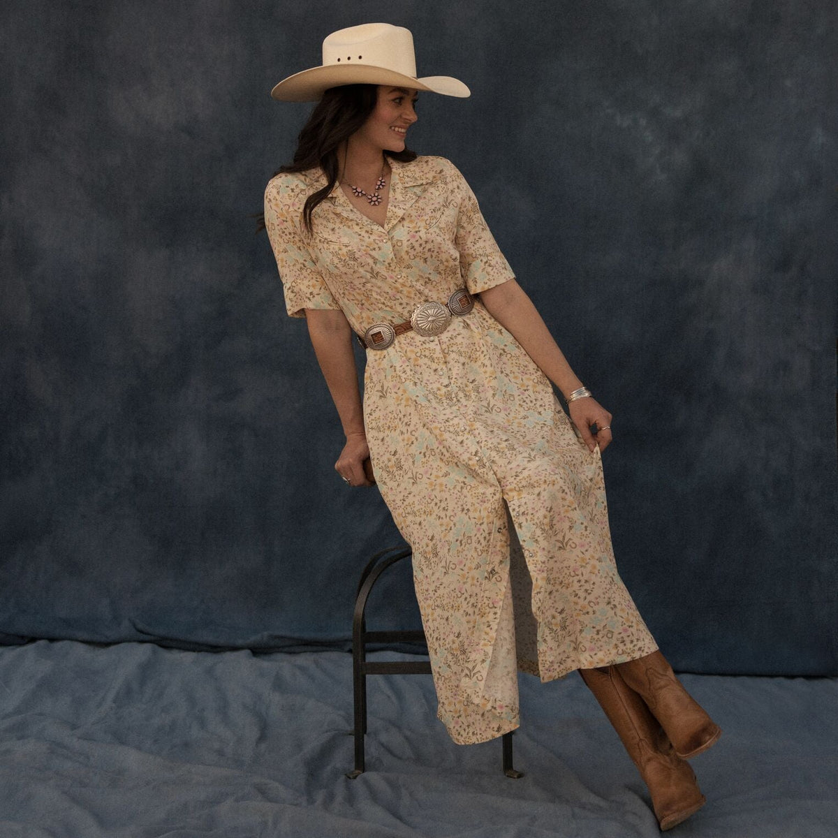 Prairie Floral Short Sleeve Dress White - Stetson