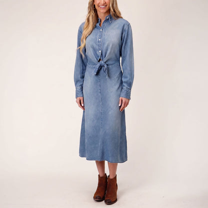 Denim Tie-Front Dress Blue - Stetson