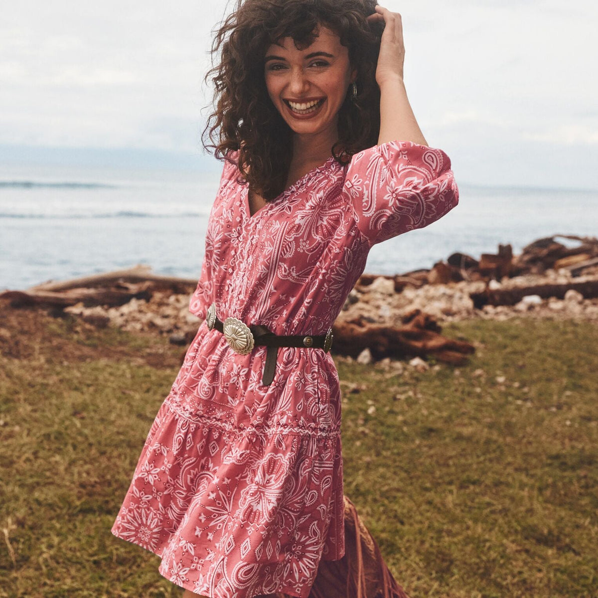 Tommy Bahama x Stetson Bandana Bay 3/4-Sleeve Dress Faded Rose - Stetson