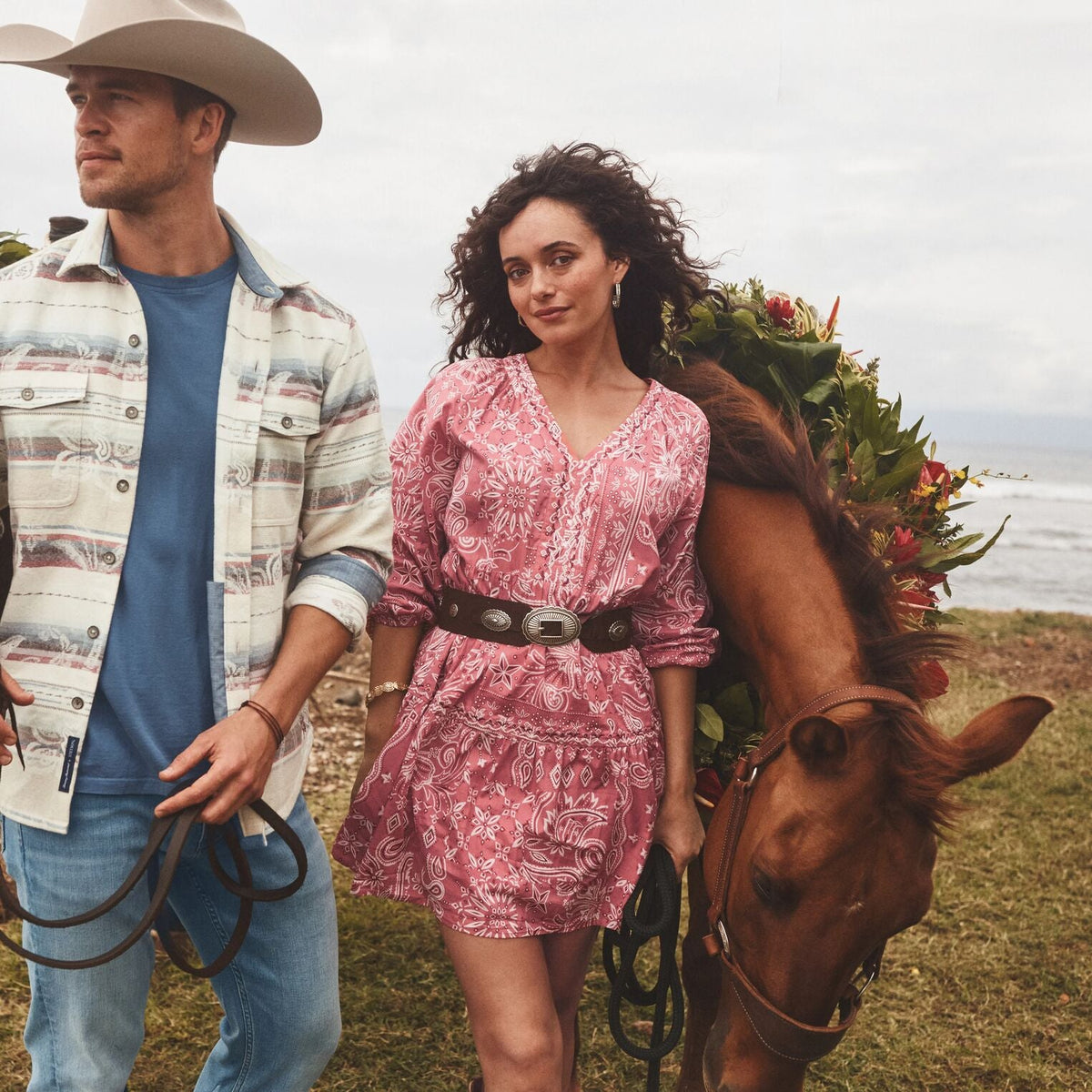 Tommy Bahama x Stetson Bandana Bay 3/4-Sleeve Dress Faded Rose - Stetson