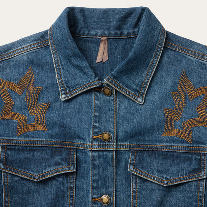 Embroidered Stretch Denim Shirt Dress Blue - Stetson