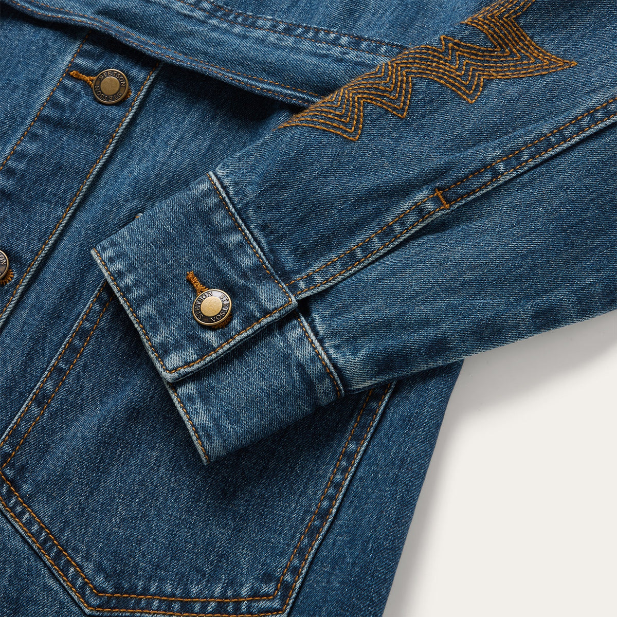 Embroidered Stretch Denim Shirt Dress Blue - Stetson