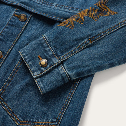 Embroidered Stretch Denim Shirt Dress Blue - Stetson