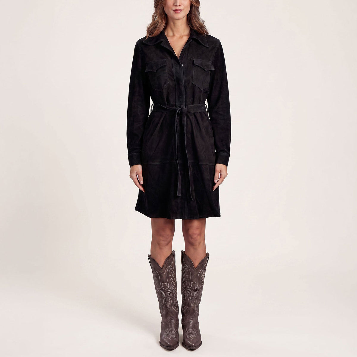 Suede Western Shirt Dress Black - Stetson