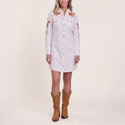 Embroidered Denim Dress White - Stetson