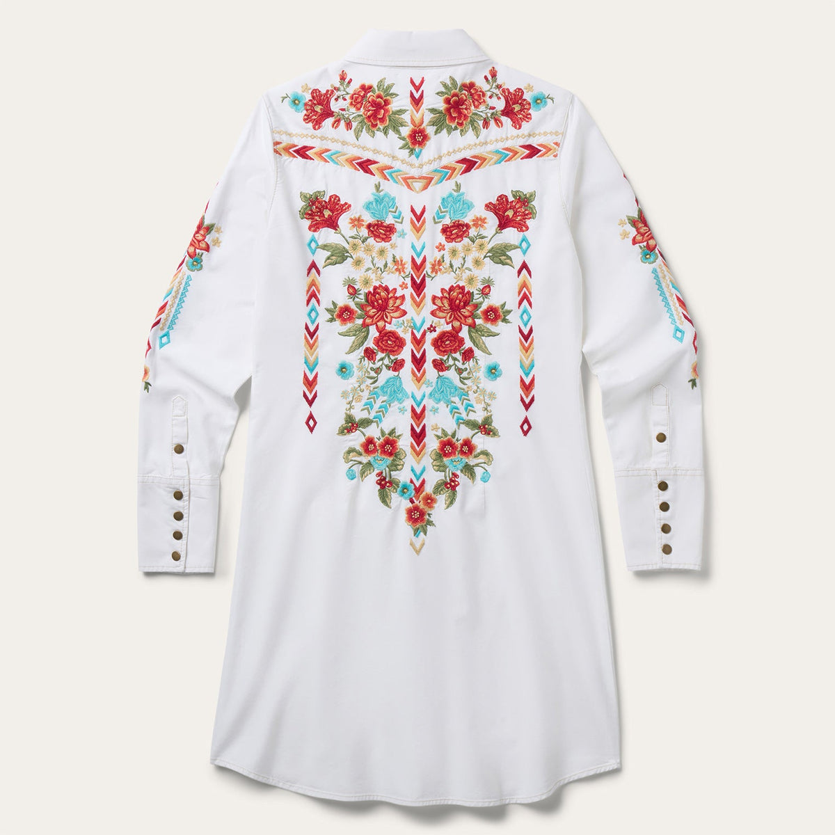Embroidered Denim Dress White - Stetson