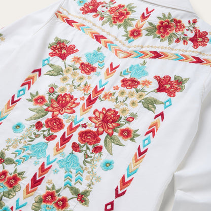 Embroidered Denim Dress White - Stetson