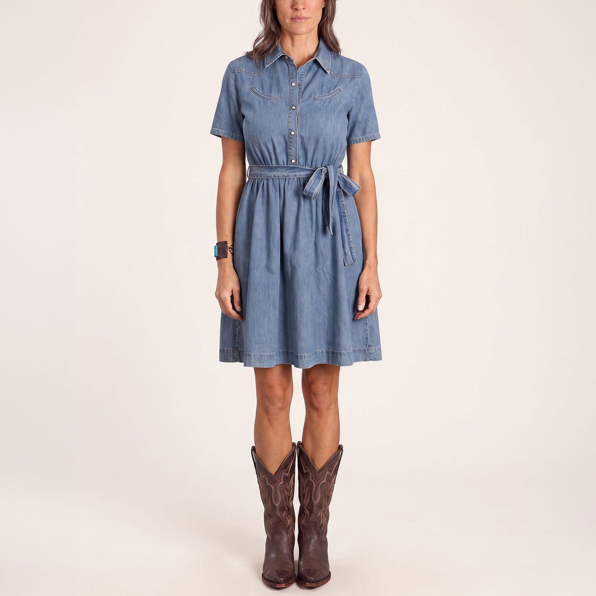 Smile Pocket Denim Dress Blue - Stetson