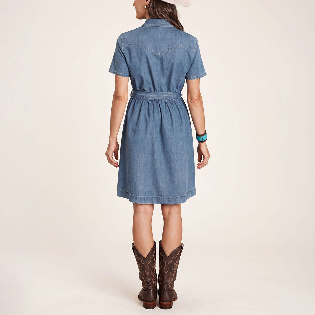 Smile Pocket Denim Dress Blue - Stetson