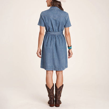 Smile Pocket Denim Dress Blue - Stetson