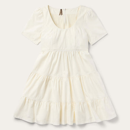 Cream Denim Tiered Dress White - Stetson