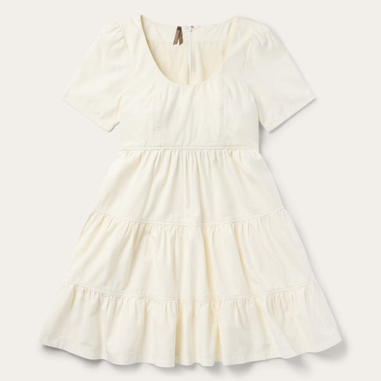 Cream Denim Tiered Dress White - Stetson