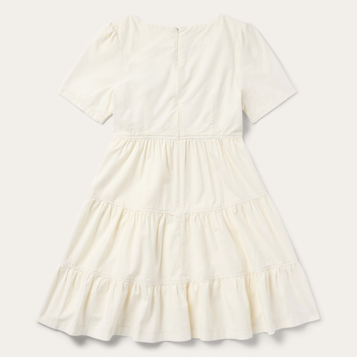 Cream Denim Tiered Dress White - Stetson