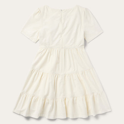 Cream Denim Tiered Dress White - Stetson