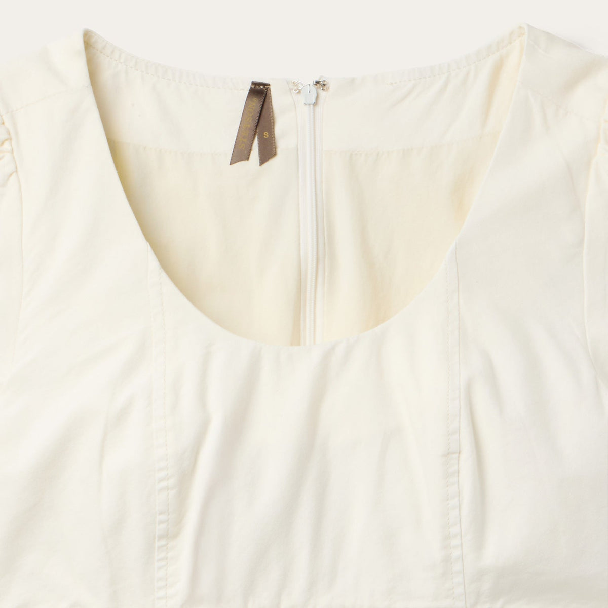 Cream Denim Tiered Dress White - Stetson
