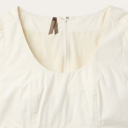 Cream Denim Tiered Dress White - Stetson